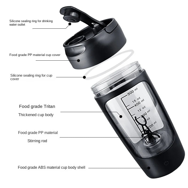 650ml USB Electric Portable Protein Shaker bottle Fully Automatic Rechargeable Stirring Gym Cup
